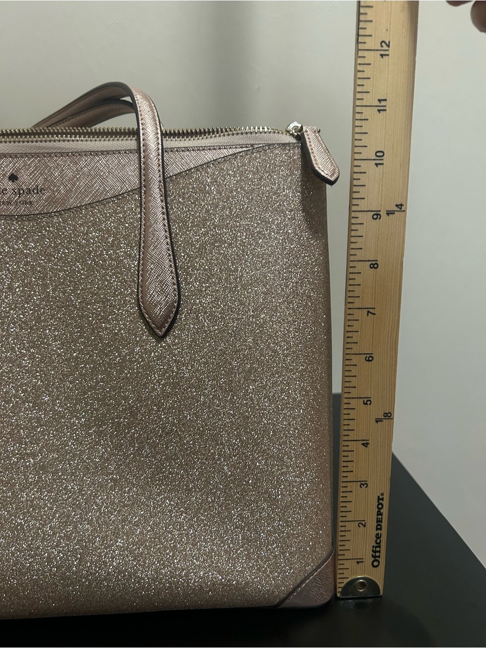 kate spade Rose Gold Glitter Tote with Double Shoulder Straps - Picture 5 of 10